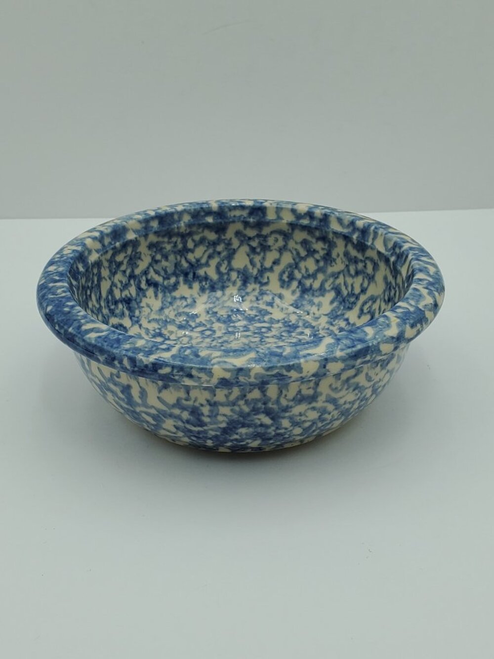 Workshops of Gerald E. Henn Blue Sponge Rim Soup Bowl Sponged Cereal Bowl